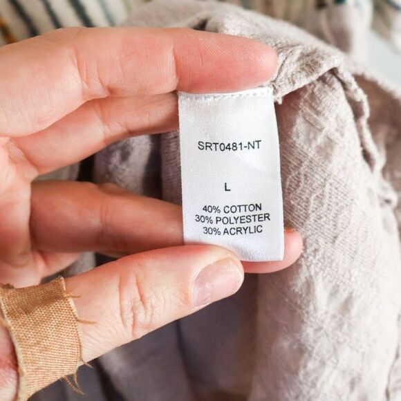 THML Women's Split Sleeve Colorful Cotton Blend Top Large - Picture 6 of 6